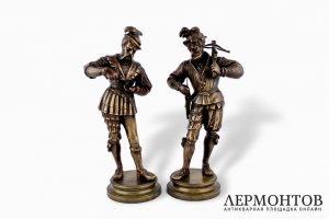 Парные статуэтки Солдаты. Бронза, литье. Европа, XIX в.