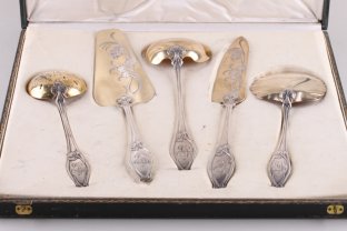 Набор для сервировки десертов Henin. Серебро 950 пробы, золочение. Франция, XIX в.