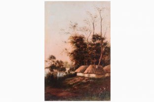 Картина. Деревенский пейзаж. Неизвестный художник. Холст, масло. Европа, XX в.