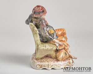 Статуэтка «Бродяга на скамье». Фарфор, Capodimonte, Италия