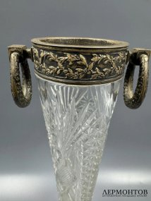 Ваза в стиле неоклассицизма. Серебро 84 пробы, хрусталь, Россия, 1908–1917 годы
