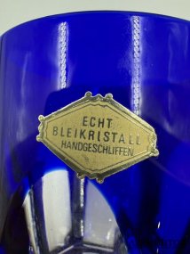 Набор стаканов для виски на 6 персон. Кобальтовый хрусталь, Echt Bleikristall, Германия, 1960–1970-е годы