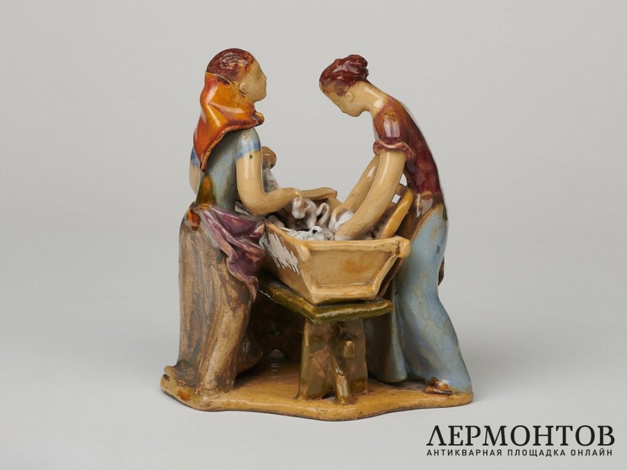 Статуэтка «Прачки». Керамика, Jiří Alexa, Bechyně, Чехословакия, 1942 год
