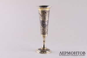 Бокал. Александровская колонна. Памятник Петру I. Серебро 84, чернь. Россия, 1840 г.