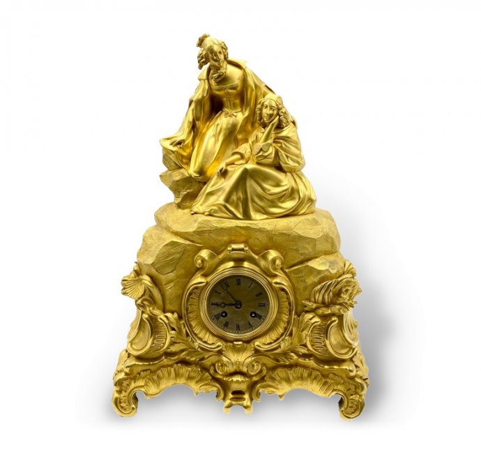 Каминные часы Дамы. Франция, Париж, 1840-е гг. Бронза, золочение. 