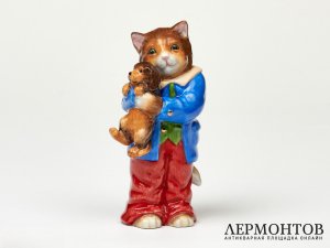 Статуэтка «Котик с щенком». Фарфор, Lorenz Hutschenreuther, Германия, XXI век