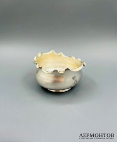 Солонка с фигурным бортом. Серебро 84 пробы, С. Мясоедов, Россия, 1899–1908 годы