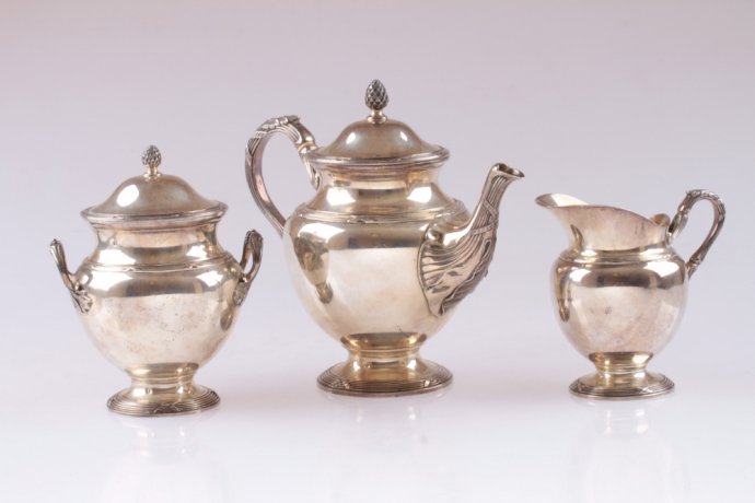 Чайный сервиз в стиле ампир. Серебро 950. Франция