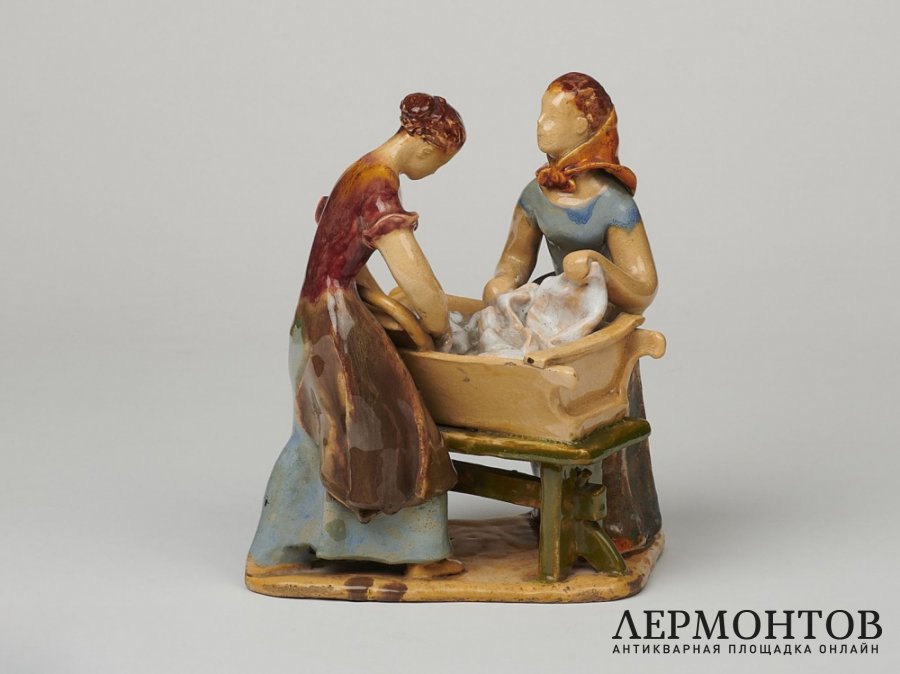 Статуэтка «Прачки». Керамика, Jiří Alexa, Bechyně, Чехословакия, 1942 год