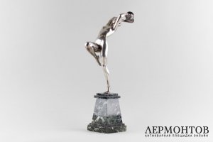 Скульптура Танцовщица с цимбалами. P. Faguays. Бронза, серебрение. Франция, 1920-e.
