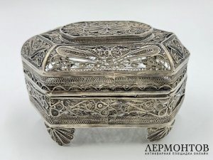 Большая шкатулка. Россия, 1960-70 гг. Серебро 925 пробы, скань.