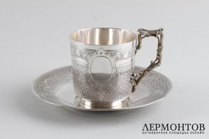 Кофейная пара в стиле ампир. А. Debain. Серебро 950 пробы. Франция