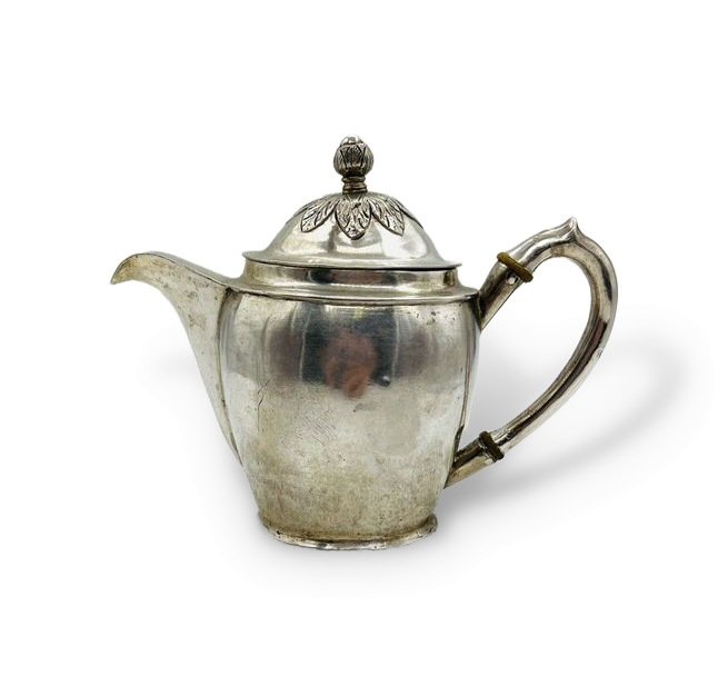 Кофейник с носиком-сердечком. Серебро 12 лот, золочение, Польша, 1814 год