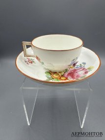 Кофейная пара с букетом. Фарфор, роспись, Meissen, период Марколини, Германия, 1774–1814 годы
