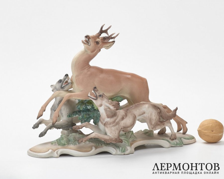 Статуэтка «Олень и борзые». Фарфор, Rosenthal, Германия