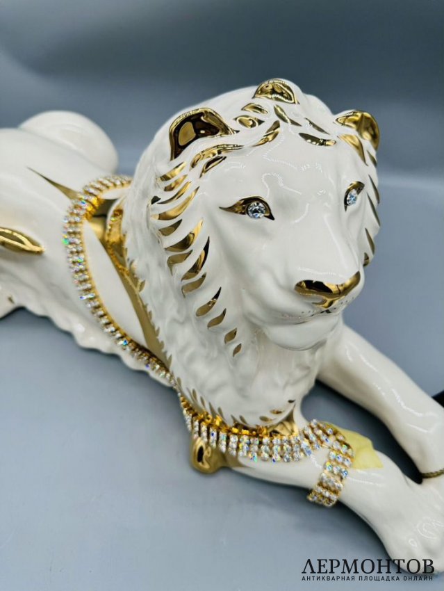 Скульптура «Лев». Керамика, золото, платина, стразы Swarovski, Ahura, Италия, современная работа