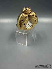 Настольные часы «Божья коровка». Латунь, золочение, оникс, Chopard