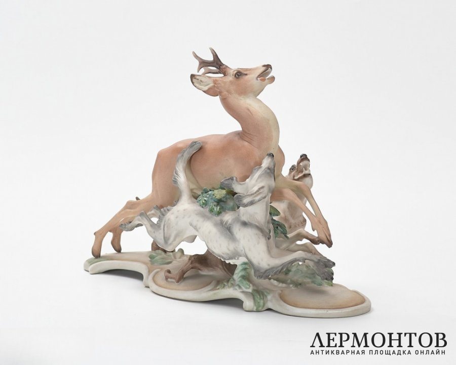 Статуэтка «Олень и борзые». Фарфор, Rosenthal, Германия