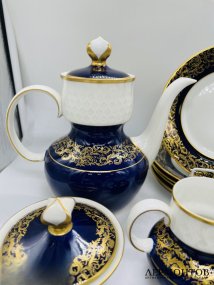 Чайный сервиз. Фарфор, кобальт, Reichenbach, Германия, 2-я половина 20 века