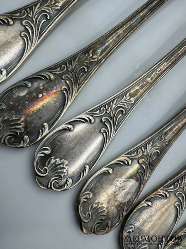 Набор столовых приборов на 12 персон. Металл, серебрение, Christofle, 1935–1950-е
