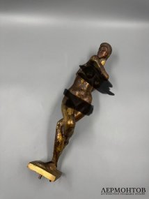 Скульптура «Обнажённая стоит». Бронза, золочение, скульптор ТН, современная работа