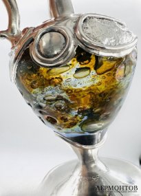 Флакон для благовоний. Серебро 925 пробы, цветное стекло, Западная Европа, начало 20 века