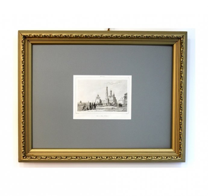 Гравюра. Москва. Колокольня Ивана Великого. 1838 год. Шоле