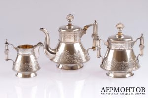 Чайный сервиз. Фирма братьев Грачевых. Серебро 84. Россия