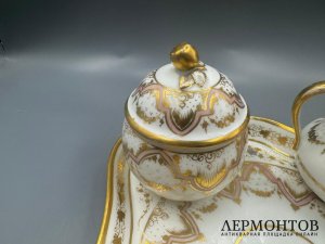 Кофейный сервиз тет-а-тет на 1 персону. Фарфор, роспись, золочение, Франция, конец 19 века