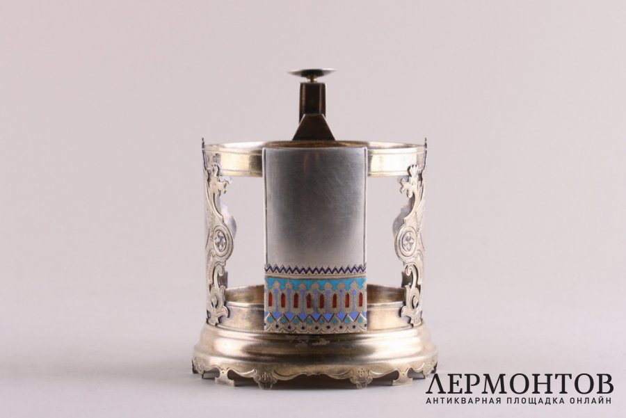 Подстаканник в русском стиле. Серебро 84 пробы, эмаль, золочение. Россия, 1888 г.