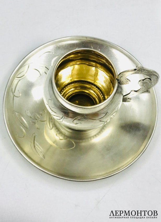 Кофейная пара «Бочонок». Серебро 84 пробы, Россия, 1908–1917 годы