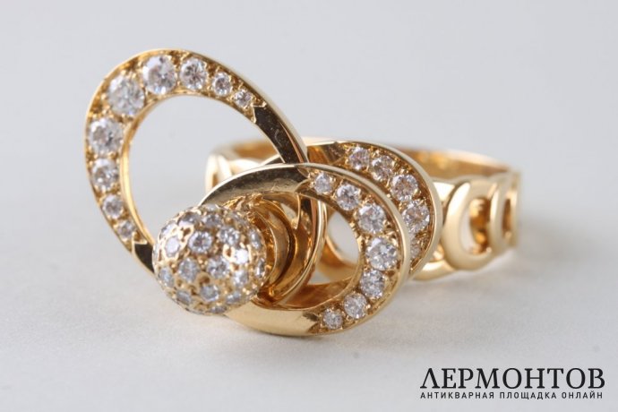 Кольцо с бриллиантами Norman Teufel. 3 уровня. Золото 750 пробы, бриллианты. США