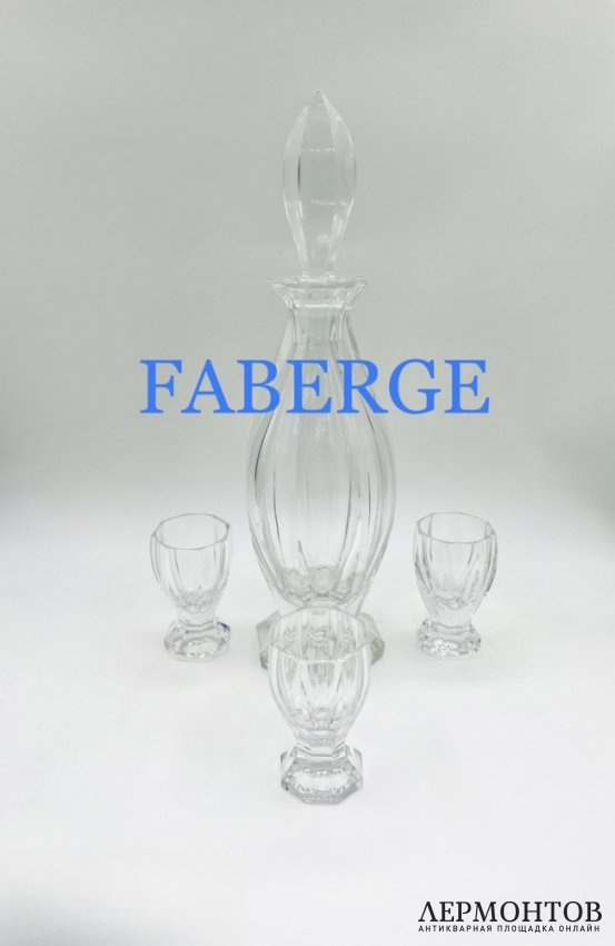 Набор для водки «Czarina»: штоф и 3 стопки. Хрусталь, Faberge, Россия, современная ра