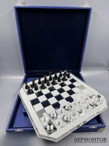 Шахматы с зеркальной доской. Хрусталь, Swarovski