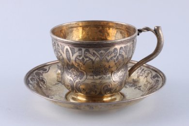 Чайная пара. Жолпин Николай. Серебро 84 пробы. Россия, Санкт-Петербург, 1856 год.