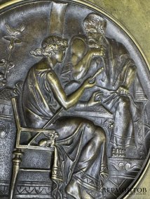 Ваза с фигурными ручками и мифологической сценой. Бронза, патинирование, Франция, конец 19 века