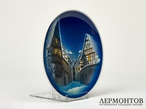 Тарелка настенная «Рождество в маленьком городке 1960». Фарфор, Rosenthal, Германия