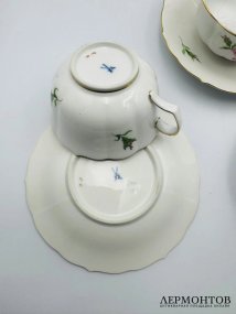 Чайное трио «Розы». Фарфор, роспись, Meissen, Германия, конец 19 — начало 20 века