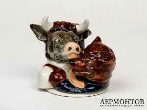Статуэтка «Медведь и бык на бирже». Фарфор, Karl Ens, Германия, 1990-е годы
