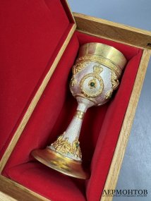 Кубок для вина с камнями. Серебро 925 пробы, золочение, Россия, современная работа