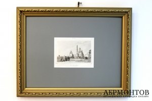 Гравюра. Москва. Колокольня Ивана Великого. 1838 год. Шоле
