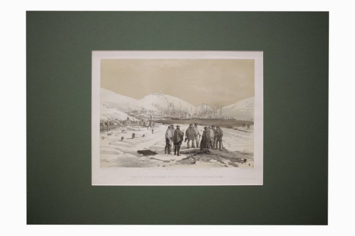 Литография. Солдатские могилы на берегу Балаклавской бухты. У. Симпсон. Лондон, 1855г