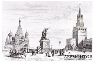 Гравюра. Москва. Красная площадь. 1880 год. Lapiant. Франция