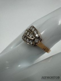 Кольцо с бриллиантами. Золото 583 пробы, СССР, 2-я половина 20 века