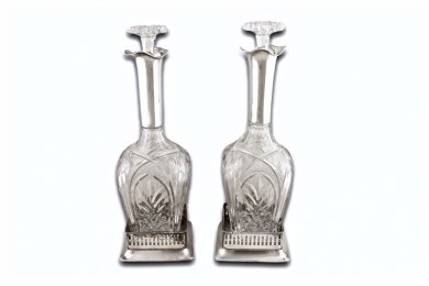Парные хрустальные штофы. Серебро 800, хрусталь. HERMANN BEHRND