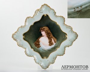 Блюдо «Портрет девушки». Фарфор, Haviland, Лимож, Франция, конец XIX века, роспись 1907 года