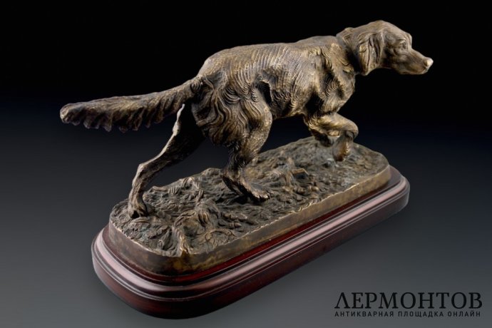 Скульптура Охотничья собака. Farbel. Бронза, литье. Франция, 19-20 вв.