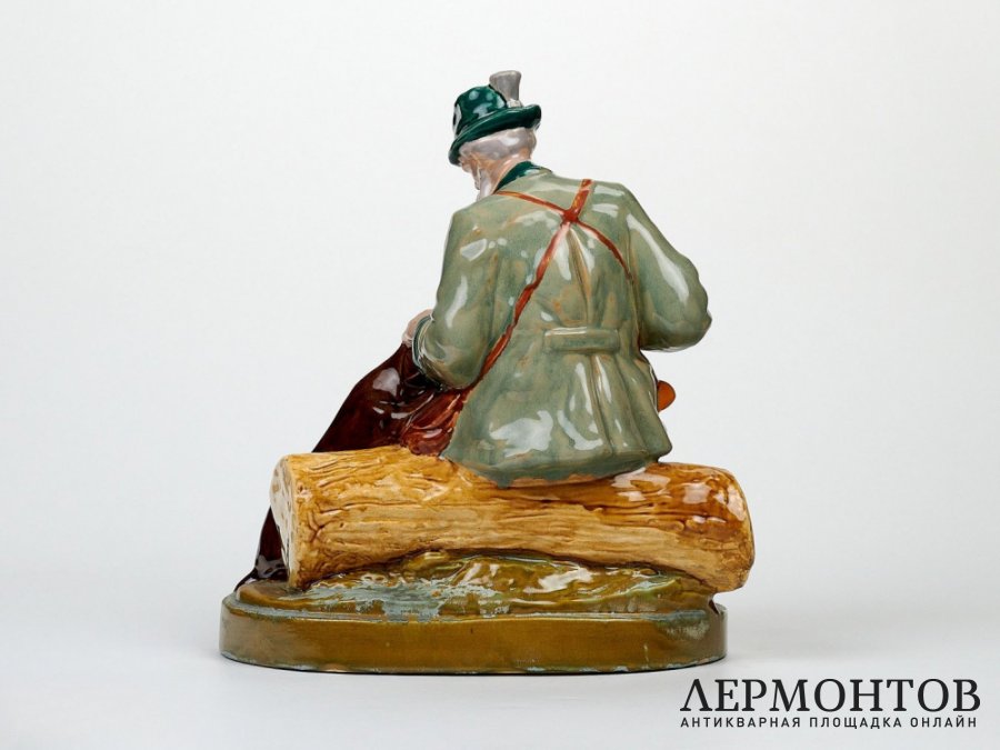 Статуэтка «Охотник с собакой на привале». Керамика, RAKO, Чехословакия, 1940–1950 год