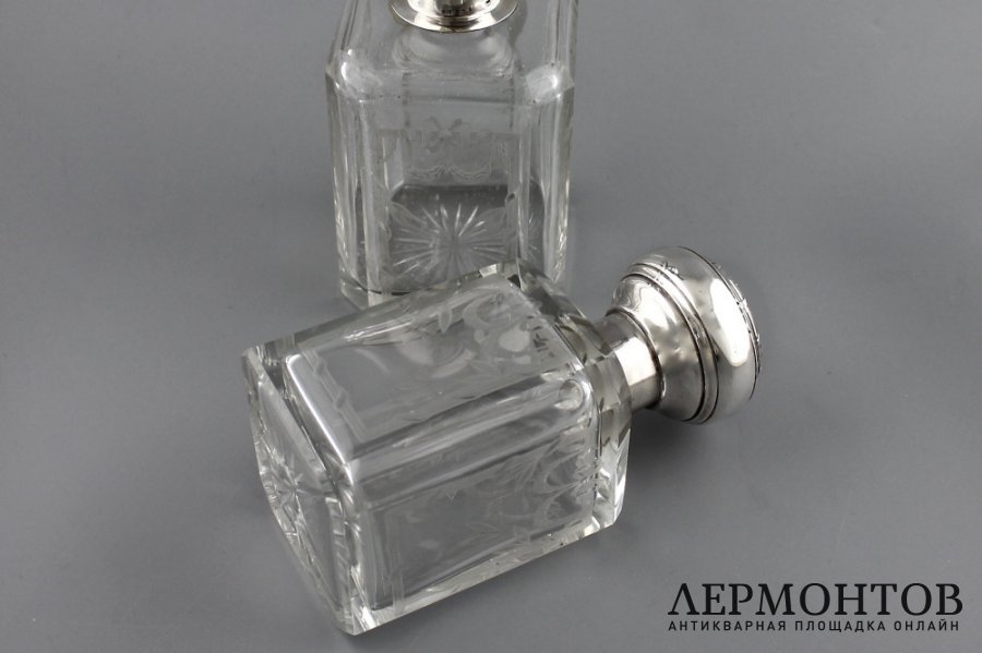 Туалетный дамский гарнитур. Серебро 950 пробы, стекло, V. Boivin, Франция, 19–20 вв.