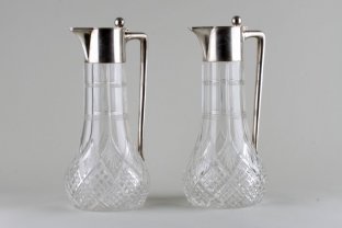 Парные графины. Серебро 800, хрусталь. Германия, нач. XX века.